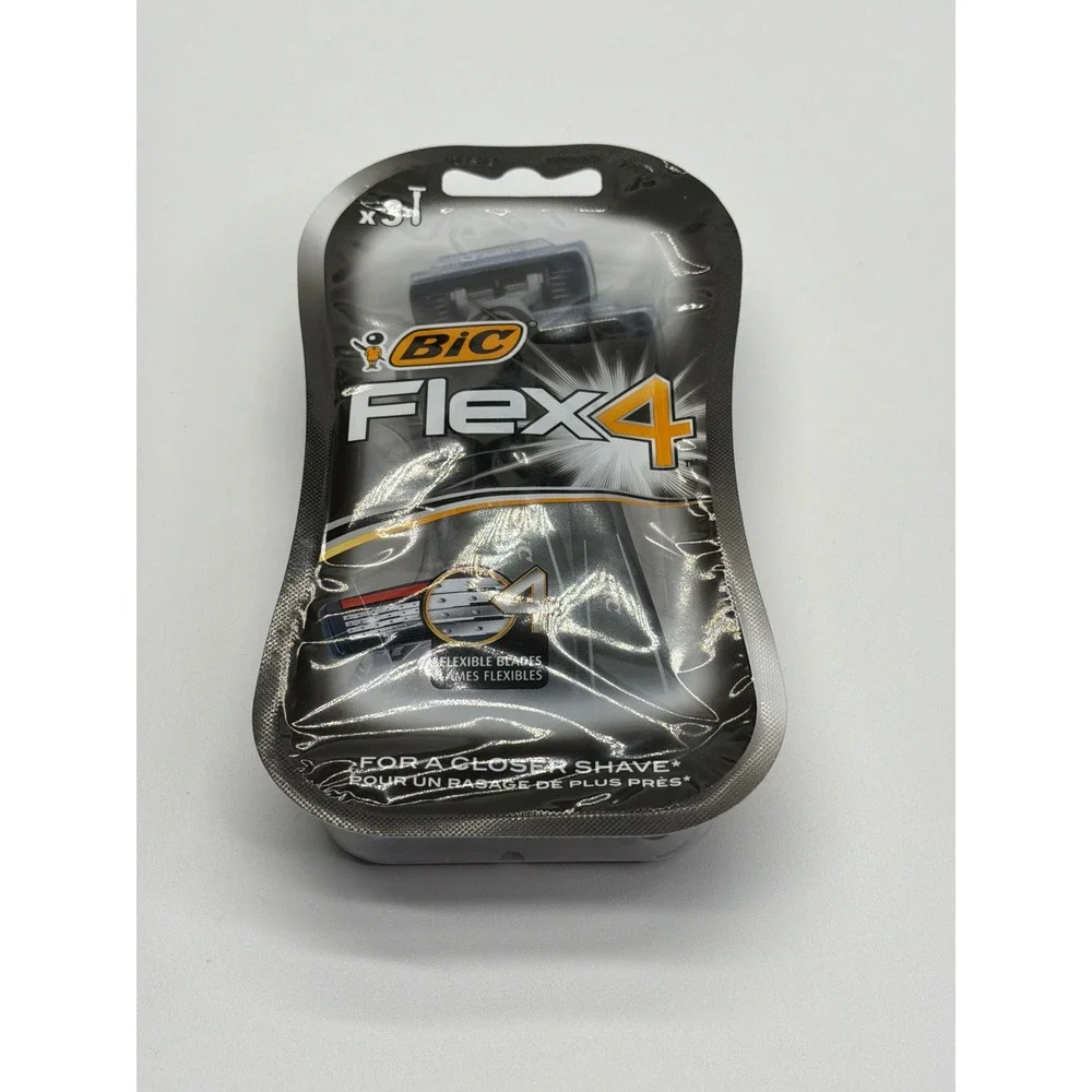 BIC Flex 4 Mens Disposable Razors 4-Blade Flexible Shaver 3 Count‎ Pack